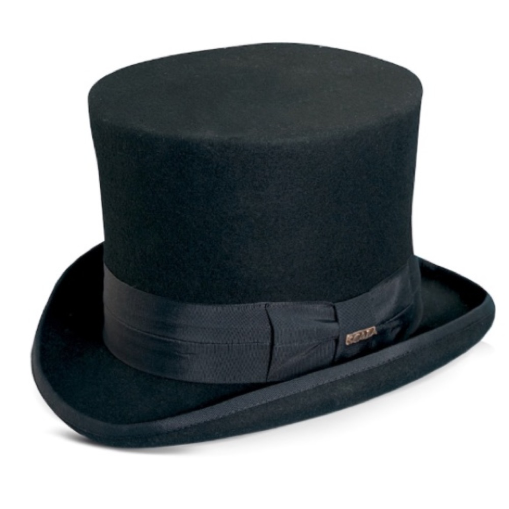 Scala black wool felt top hat size large